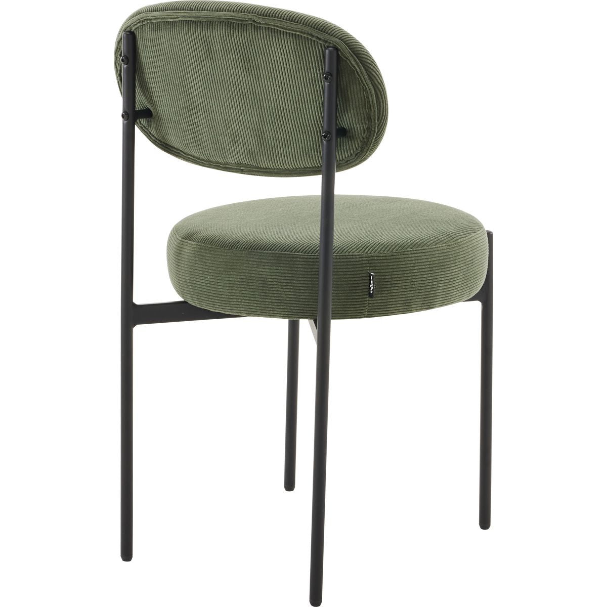 Evora - Lot de 2 Chaises en Velours Côtelé Vert, Piètement Métal Noir - Vert Kaki