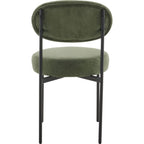 Evora - Lot de 2 Chaises en Velours Côtelé Vert, Piètement Métal Noir - Vert Kaki