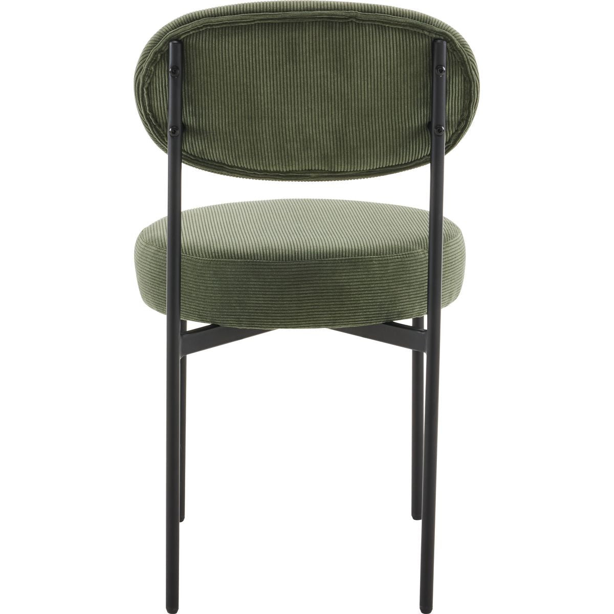 Evora - Lot de 2 Chaises en Velours Côtelé Vert, Piètement Métal Noir - Vert Kaki