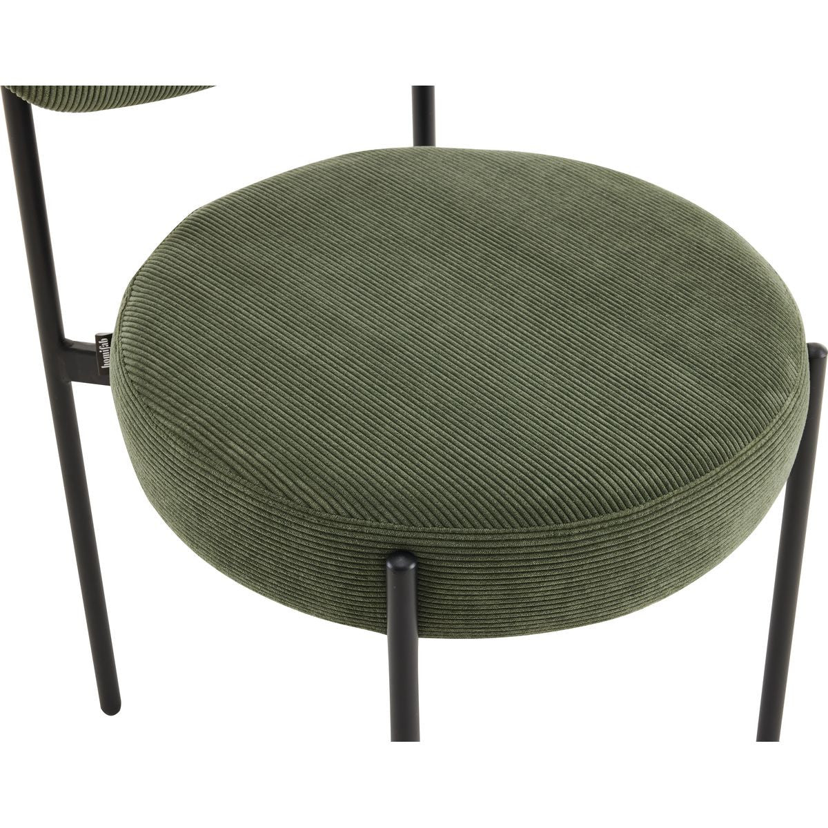 Evora - Lot de 2 Chaises en Velours Côtelé Vert, Piètement Métal Noir - Vert Kaki