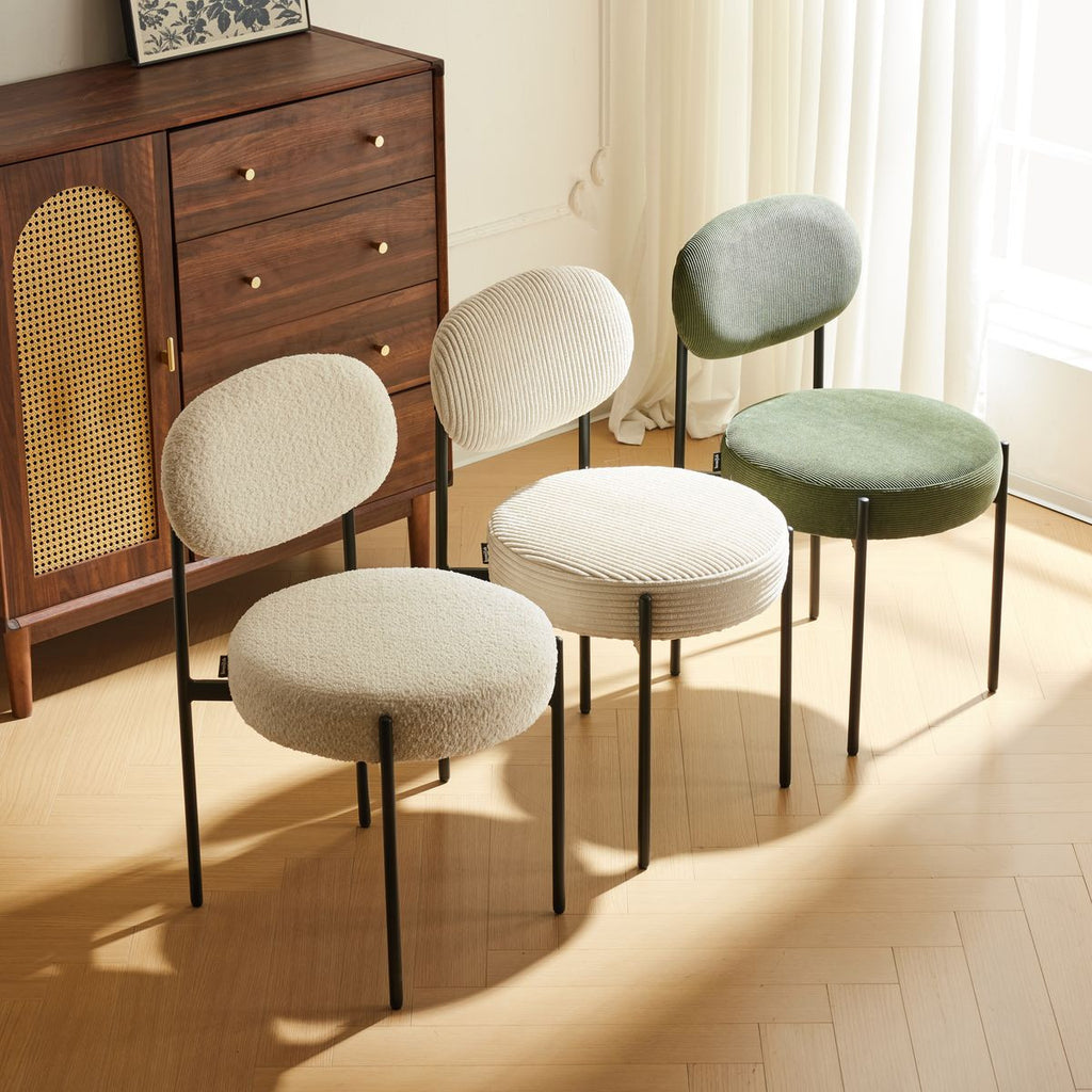 Evora - Lot de 2 Chaises en Velours Côtelé Vert, Piètement Métal Noir - Vert Kaki