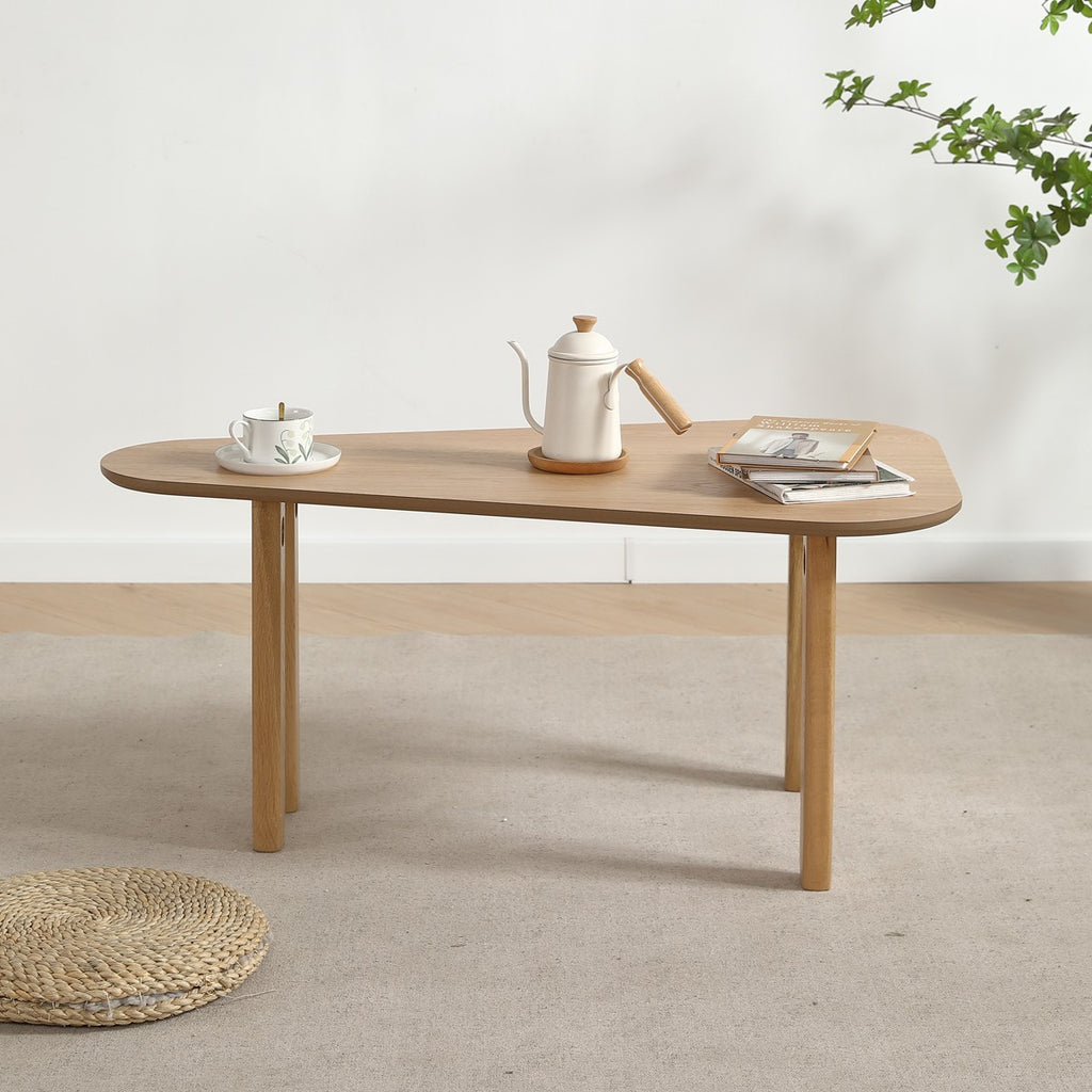 Galia - Table Basse Organique en Placage Chêne 100 cm - Bois