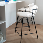 Jones - Lot de 2 Tabourets de Bar en Velours Côtelé - Beige