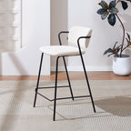 Jones - Lot de 2 Tabourets de Bar en Velours Côtelé - Beige