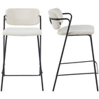 Jones - Lot de 2 Tabourets de Bar en Velours Côtelé - Beige