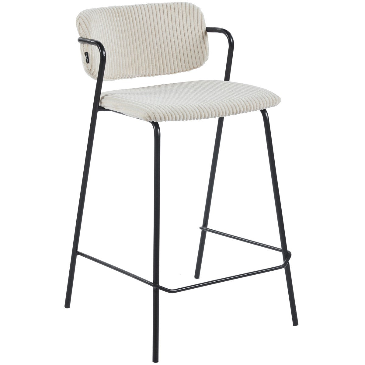 Jones - Lot de 2 Tabourets de Bar en Velours Côtelé - Beige