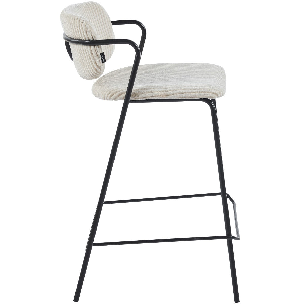 Jones - Lot de 2 Tabourets de Bar en Velours Côtelé - Beige