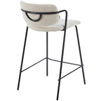 Jones - Lot de 2 Tabourets de Bar en Velours Côtelé - Beige