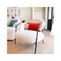 Léon - Fauteuil en Velours Côtelé et Piètement Noir - Beige