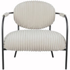 Léon - Fauteuil en Velours Côtelé et Piètement Noir - Beige