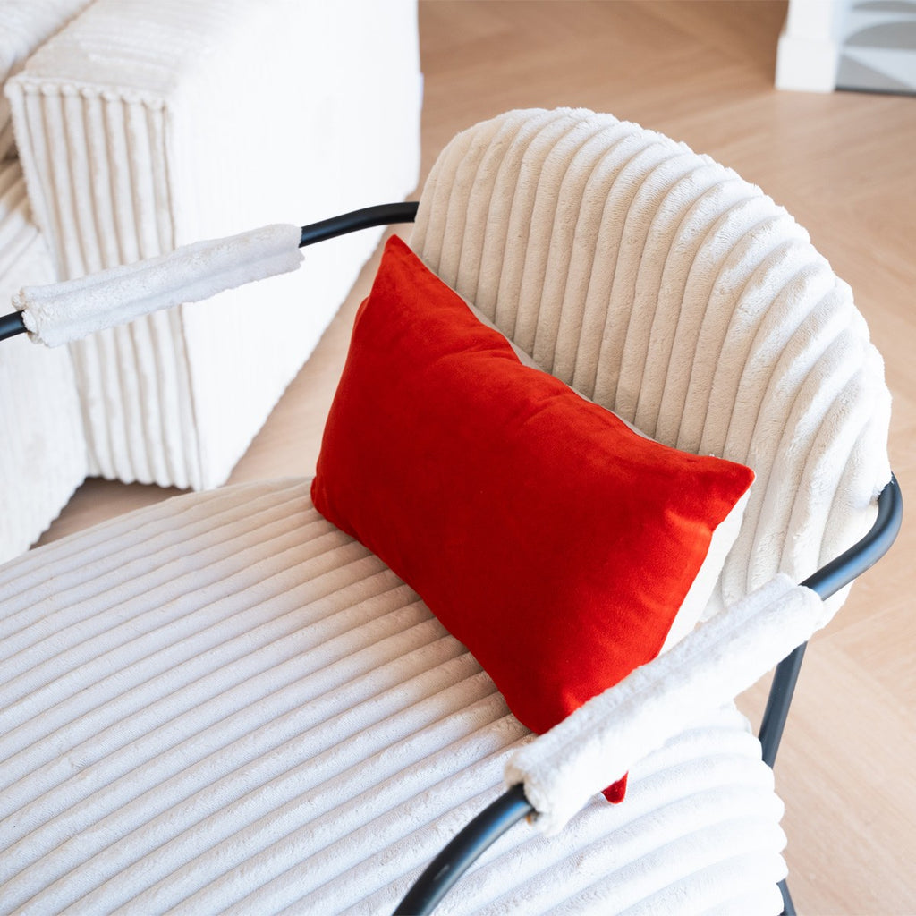 Léon - Fauteuil en Velours Côtelé et Piètement Noir - Beige