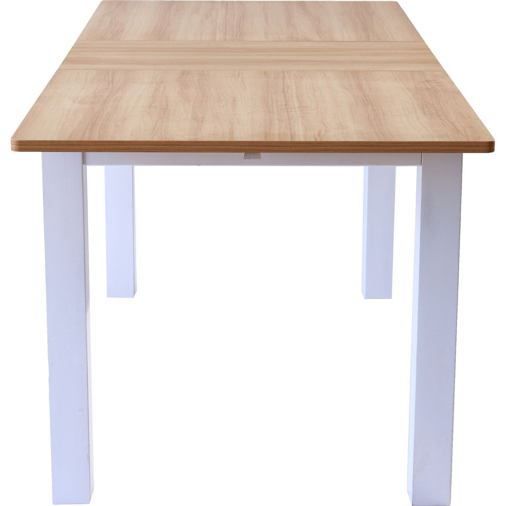 Lexi - Table à Manger Extensible Effet Bois 6/8 Personnes, Piètement 140/180 cm - Blanc