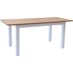 Lexi - Table à Manger Extensible Effet Bois 6/8 Personnes, Piètement 140/180 cm - Blanc