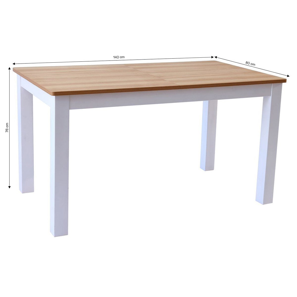 Lexi - Table à Manger Extensible Effet Bois 6/8 Personnes, Piètement 140/180 cm - Blanc