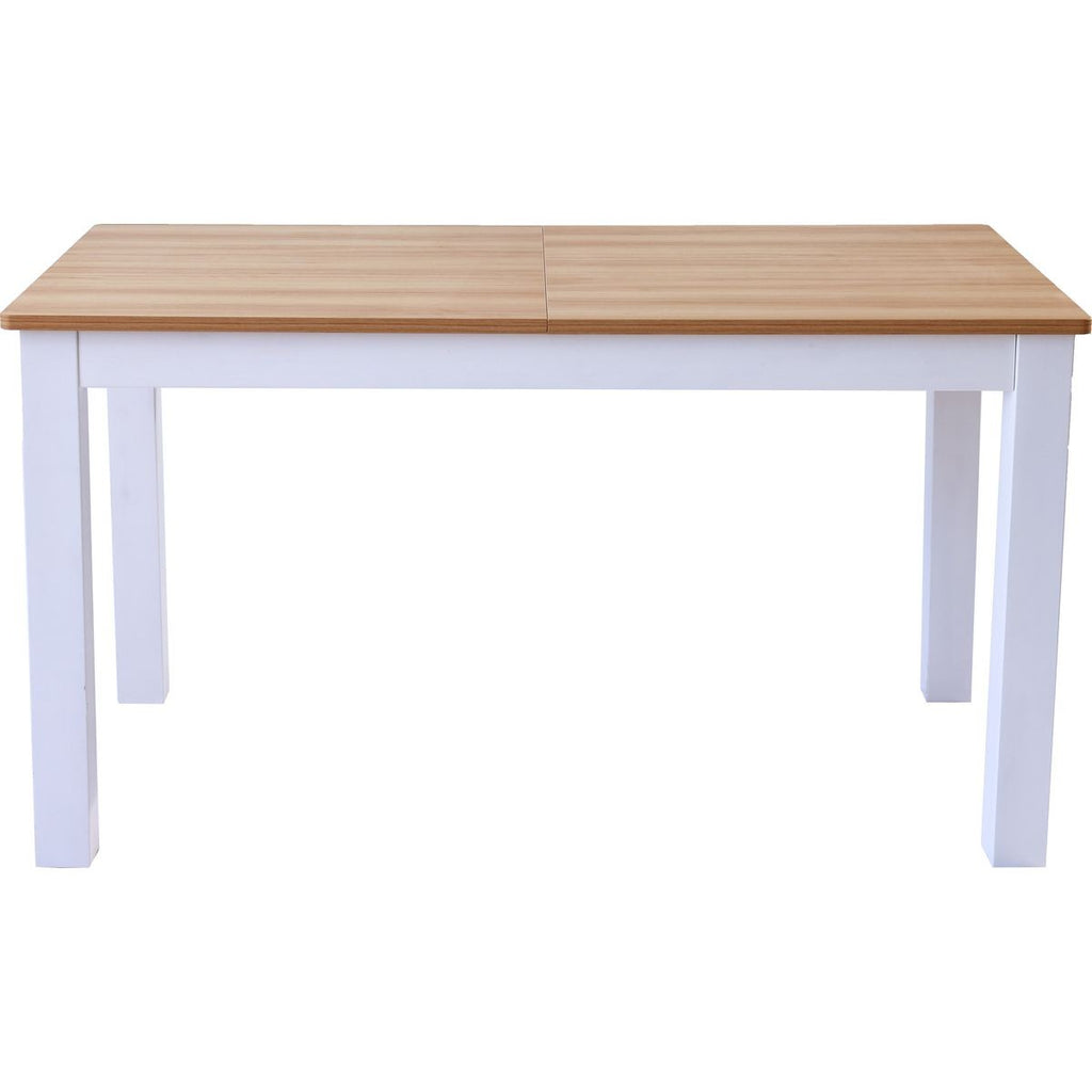 Lexi - Table à Manger Extensible Effet Bois 6/8 Personnes, Piètement 140/180 cm - Blanc