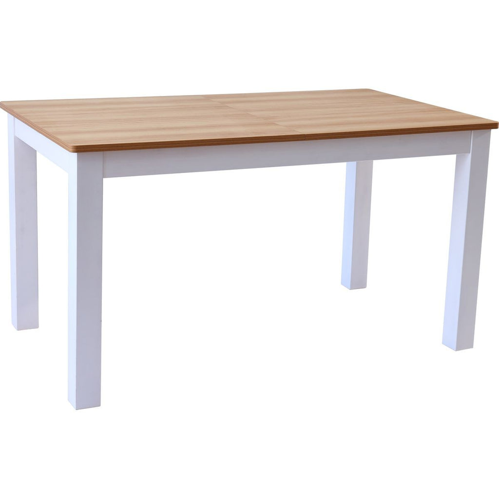 Lexi - Table à Manger Extensible Effet Bois 6/8 Personnes, Piètement 140/180 cm - Blanc