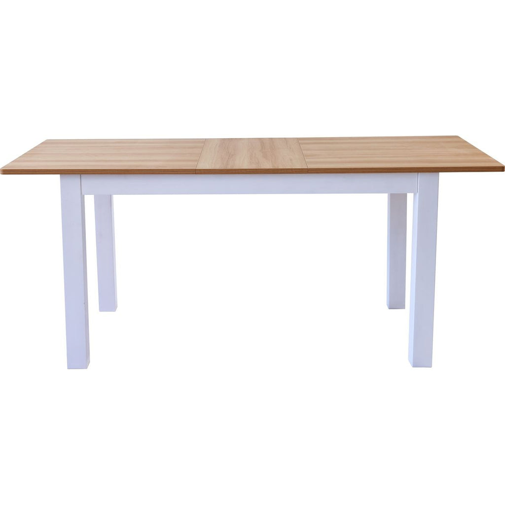 Lexi - Table à Manger Extensible Effet Bois 6/8 Personnes, Piètement 140/180 cm - Blanc