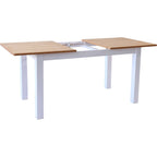 Lexi - Table à Manger Extensible Effet Bois 6/8 Personnes, Piètement 140/180 cm - Blanc
