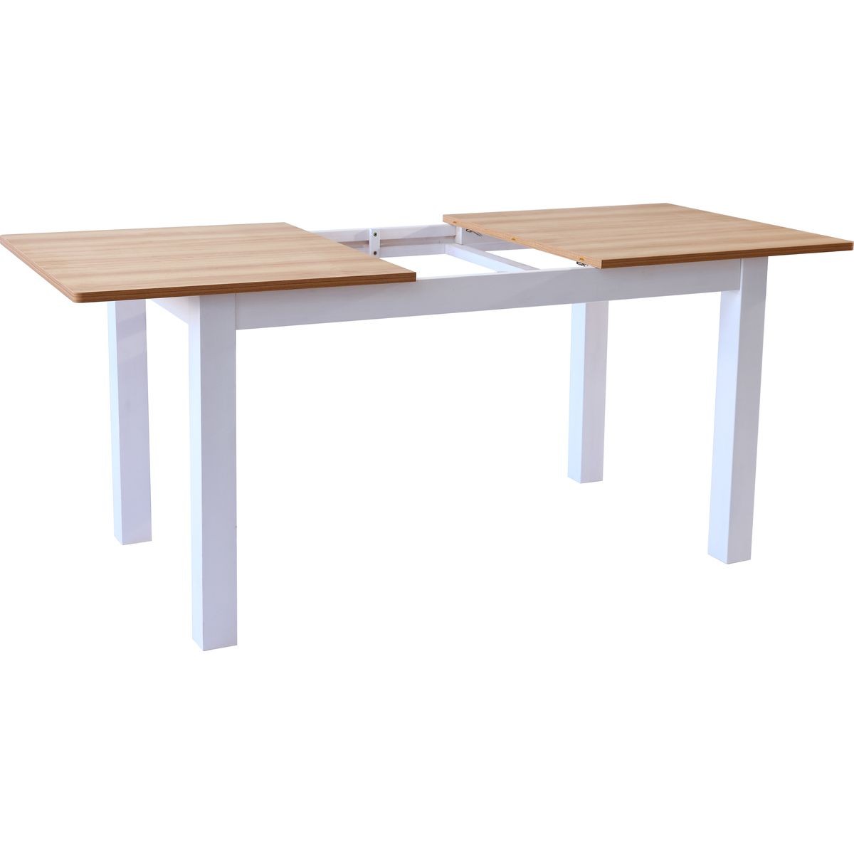Lexi - Table à Manger Extensible Effet Bois 6/8 Personnes, Piètement 140/180 cm - Blanc