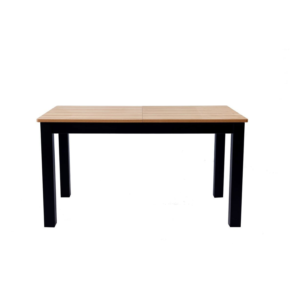Lexi - Table à Manger Extensible Effet Bois 6/8 Personnes, Piètement 140/180 cm - Noir