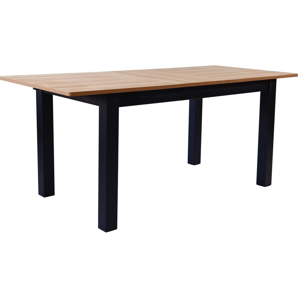 Lexi - Table à Manger Extensible Effet Bois 6/8 Personnes, Piètement 140/180 cm - Noir