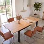 Lexi - Table à Manger Extensible Effet Bois 6/8 Personnes, Piètement 140/180 cm - Noir