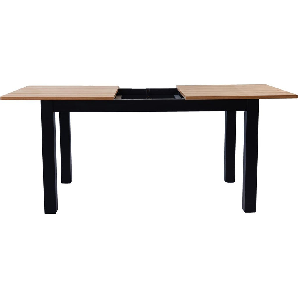 Lexi - Table à Manger Extensible Effet Bois 6/8 Personnes, Piètement 140/180 cm - Noir