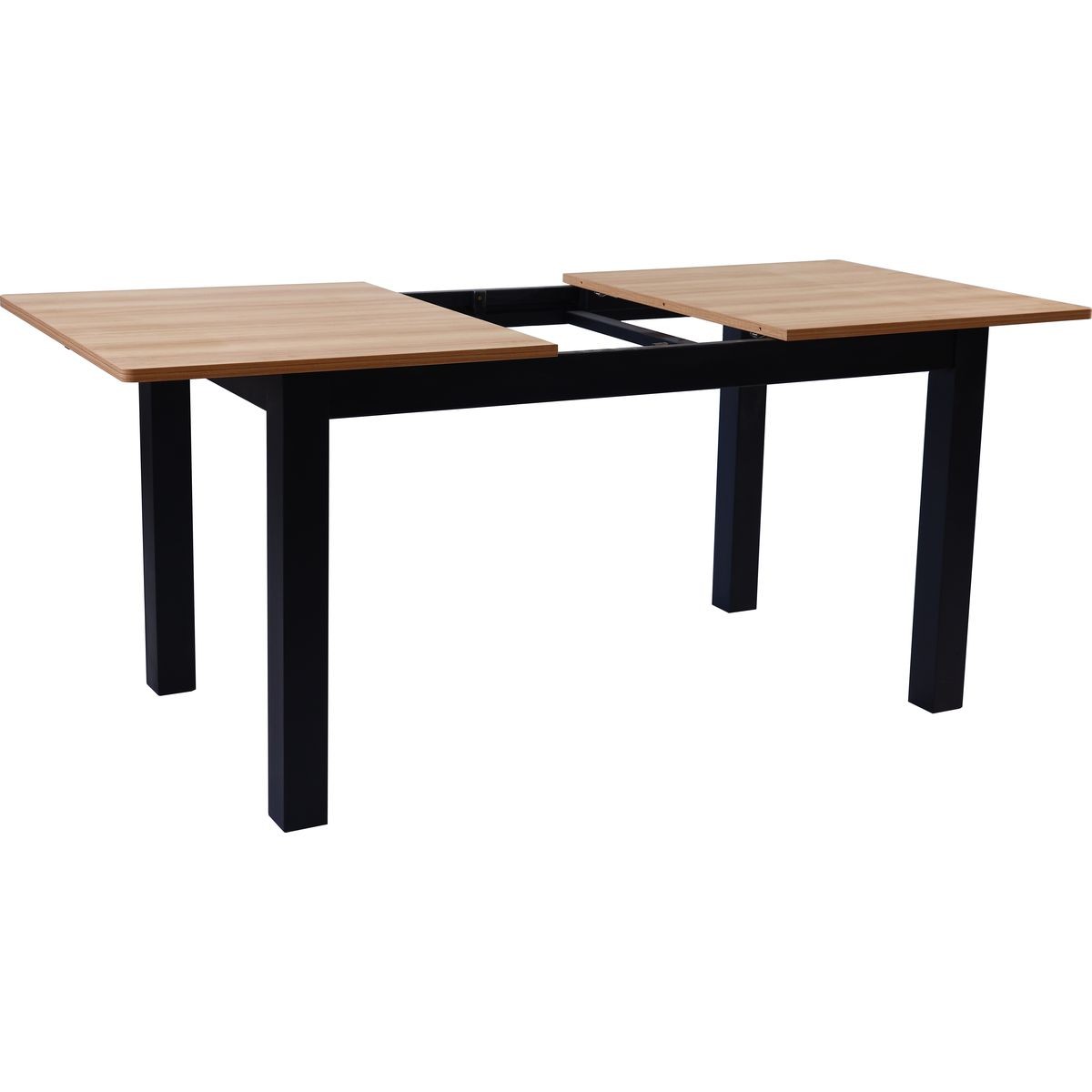 Lexi - Table à Manger Extensible Effet Bois 6/8 Personnes, Piètement 140/180 cm - Noir