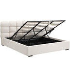Lola - Lit Coffre Adulte 180x200 cm avec Sommier et Tête de Lit Capitonnée en Velours - Beige