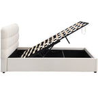 Lola - Lit Coffre Adulte 180x200 cm avec Sommier et Tête de Lit Capitonnée en Velours - Beige