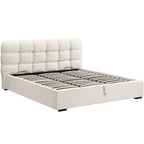 Lola - Lit Coffre Adulte 180x200 cm avec Sommier et Tête de Lit Capitonnée en Velours - Beige