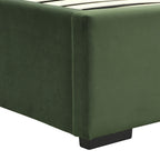 Lola - Lit Coffre Adulte 180x200 cm avec Sommier et Tête de Lit Capitonnée en Velours - Vert Kaki