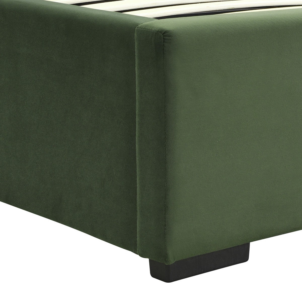 Lola - Lit Coffre Adulte 180x200 cm avec Sommier et Tête de Lit Capitonnée en Velours - Vert Kaki