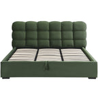 Lola - Lit Coffre Adulte 180x200 cm avec Sommier et Tête de Lit Capitonnée en Velours - Vert Kaki