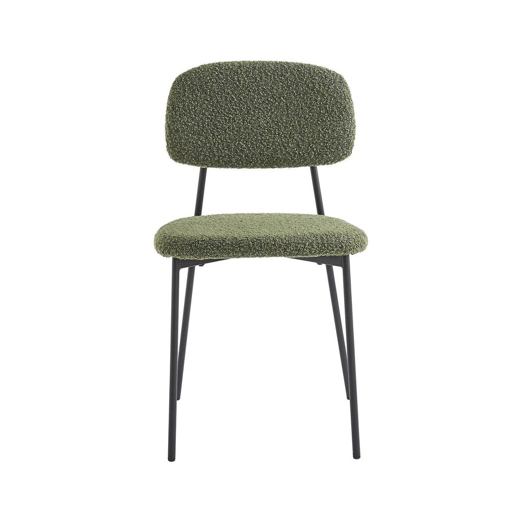 Lorie - Lot de 4 Chaises en Tissu Bouclé Kaki - Vert