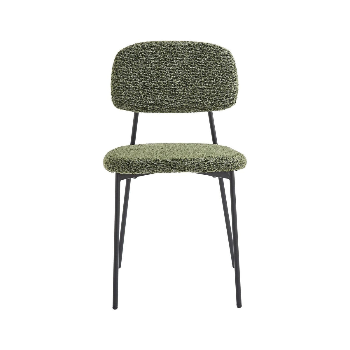 Lorie - Lot de 4 Chaises en Tissu Bouclé Kaki - Vert