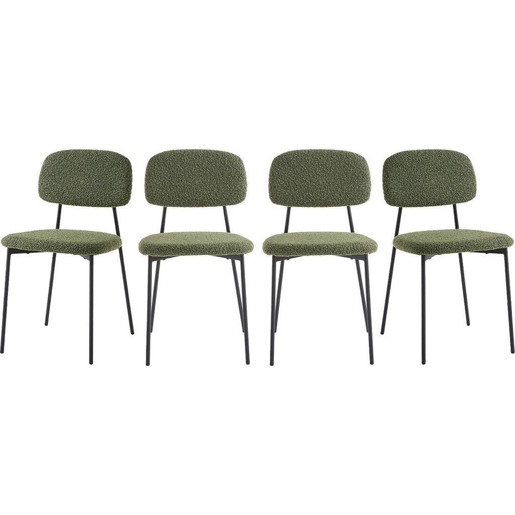 Lorie - Lot de 4 Chaises en Tissu Bouclé Kaki - Vert