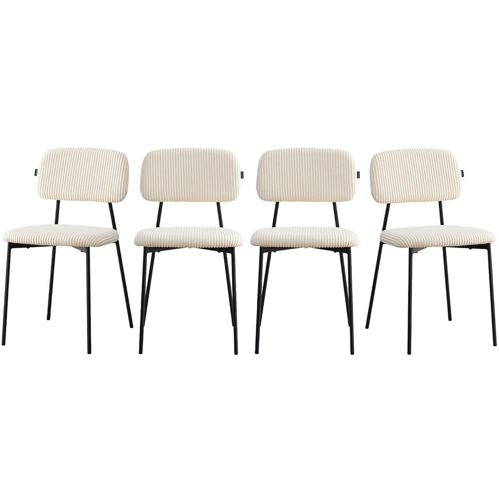 Lorie - Lot de 4 Chaises en Velours Côtelé - Beige