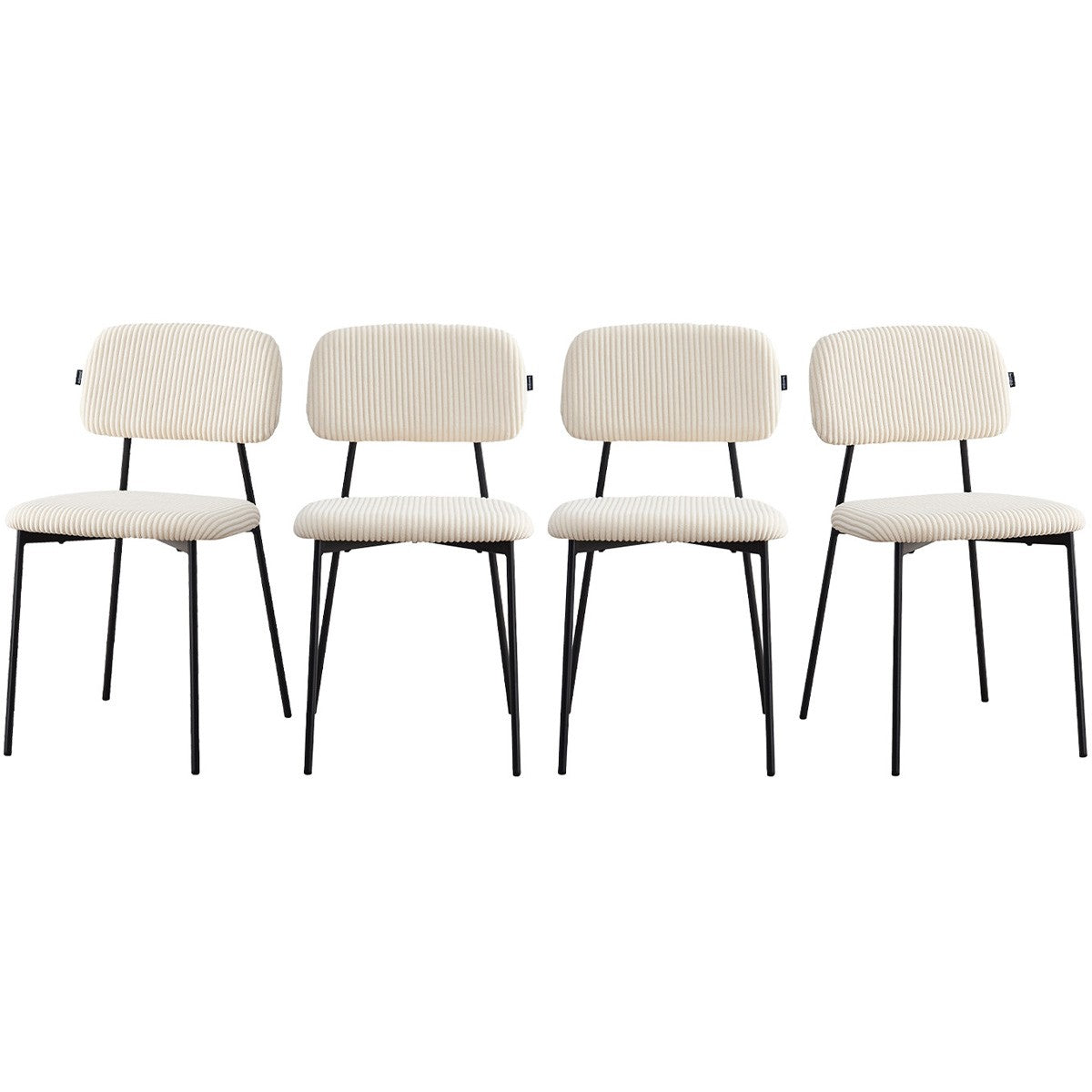 Lorie - Lot de 4 Chaises en Velours Côtelé - Beige