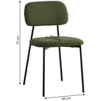 Lorie - Lot de 4 Chaises en Velours Côtelé - Vert Kaki
