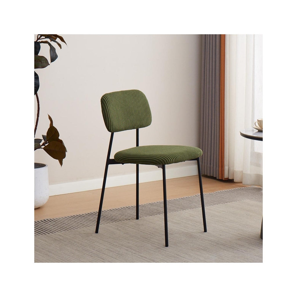 Lorie - Lot de 4 Chaises en Velours Côtelé - Vert Kaki