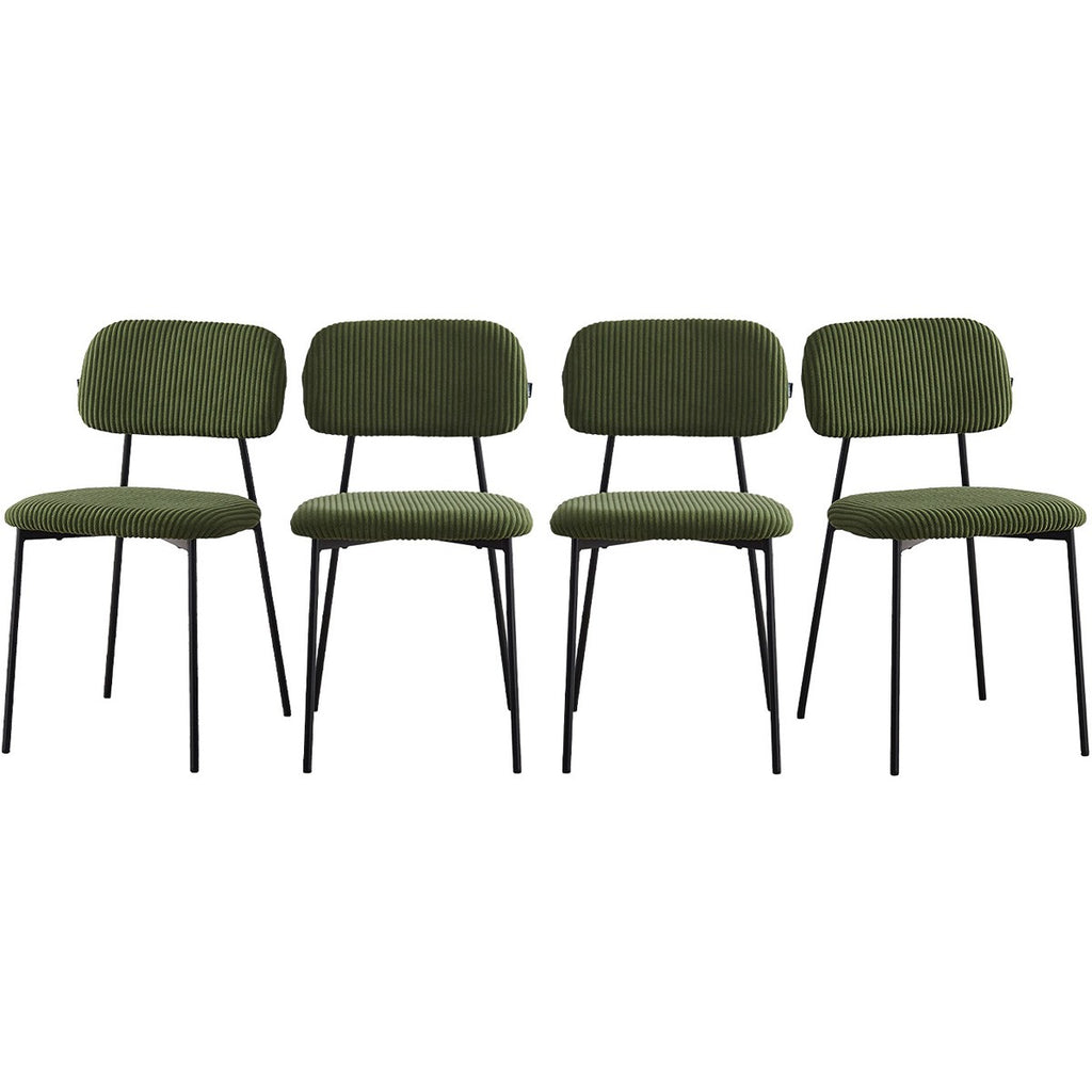 Lorie - Lot de 4 Chaises en Velours Côtelé - Vert Kaki
