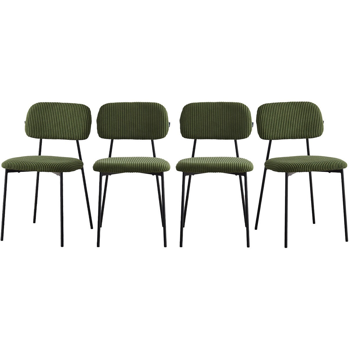 Lorie - Lot de 4 Chaises en Velours Côtelé - Vert Kaki