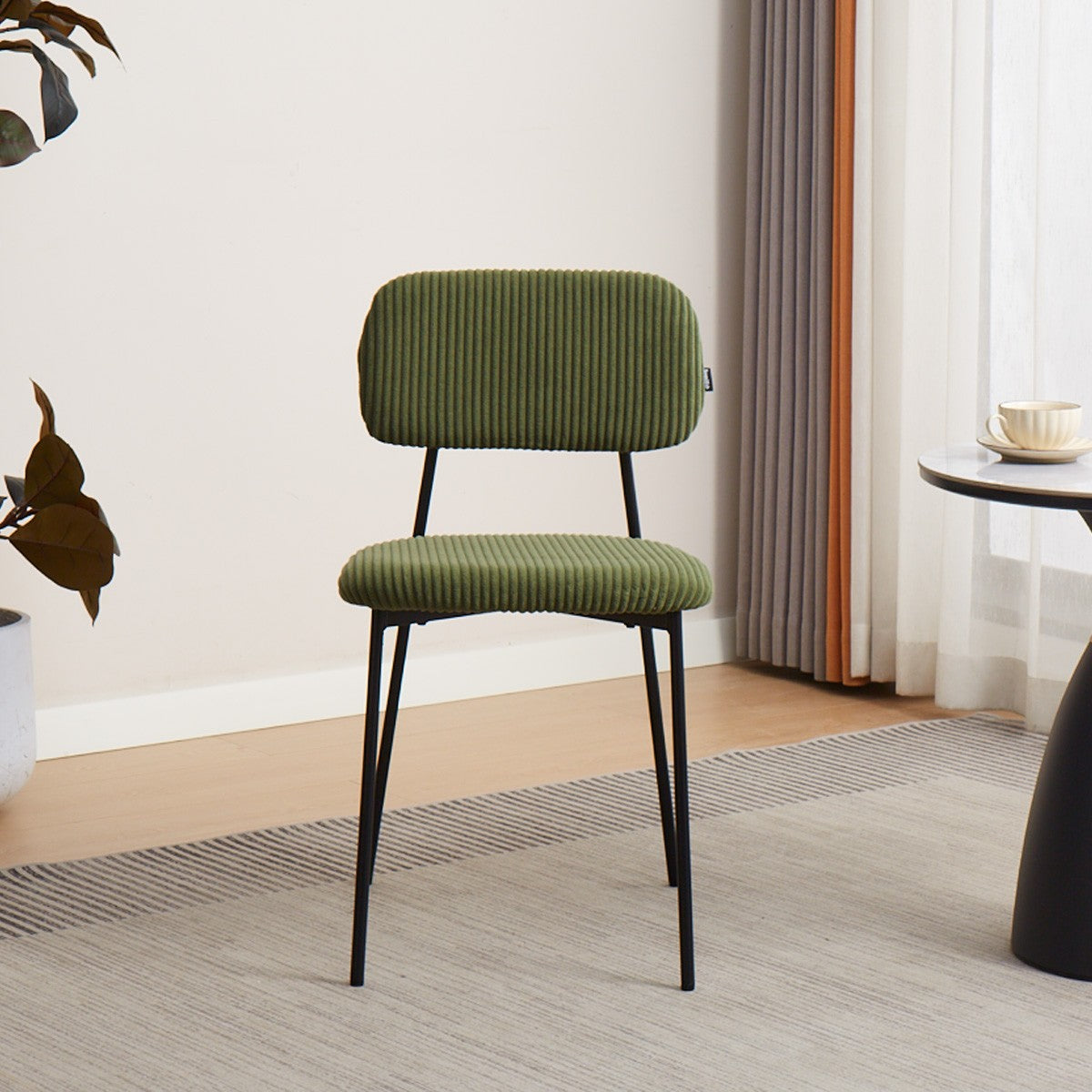 Lorie - Lot de 4 Chaises en Velours Côtelé - Vert Kaki