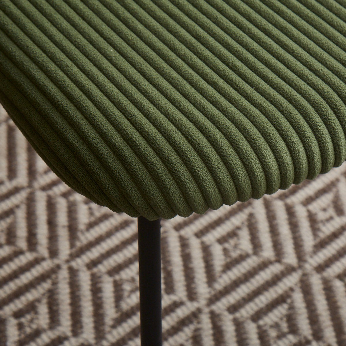 Lorie - Lot de 4 Chaises en Velours Côtelé - Vert Kaki