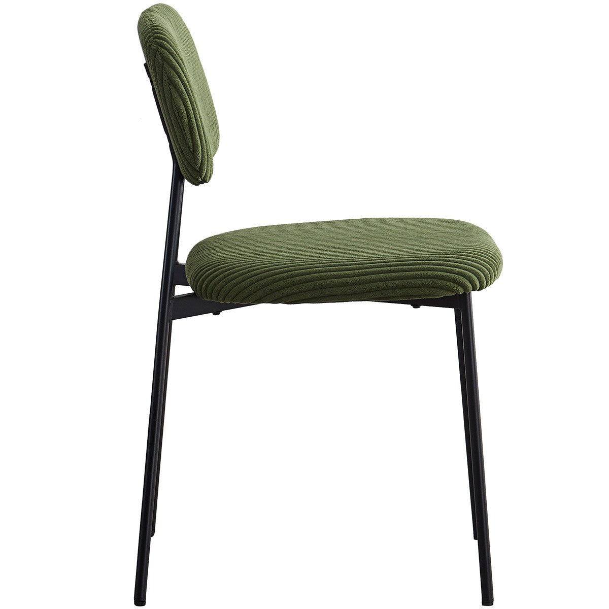 Lorie - Lot de 4 Chaises en Velours Côtelé - Vert Kaki