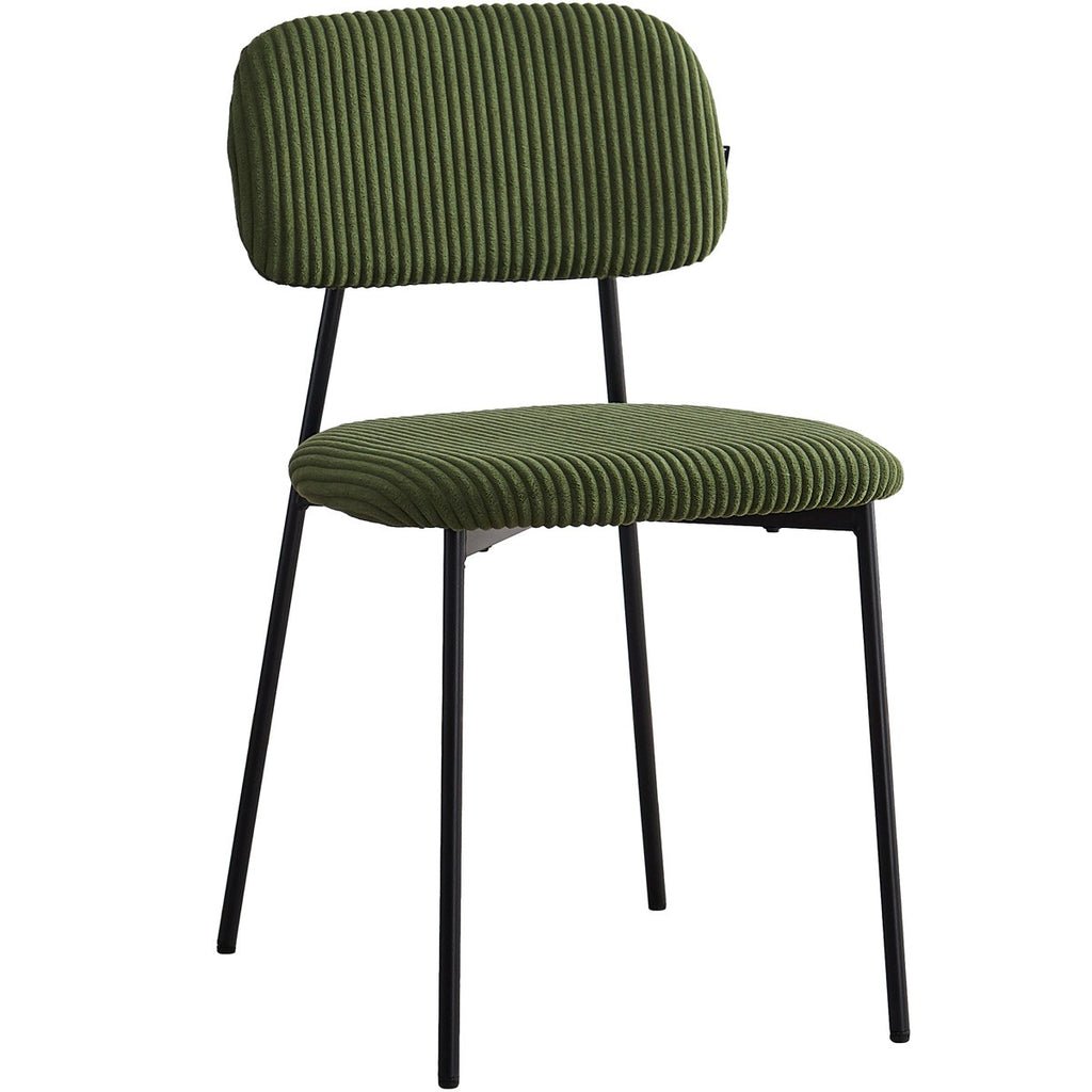 Lorie - Lot de 4 Chaises en Velours Côtelé - Vert Kaki