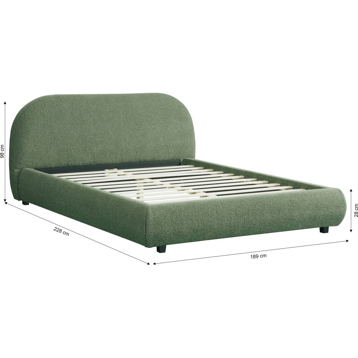 Maddie – Doppelbett – Bouclé-Stoff – Khakigrün
