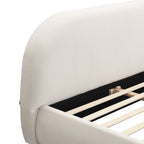 Maddie - Lit Adulte 160x200 cm avec Sommier et Tête de Lit Matelassée en Velours - Beige