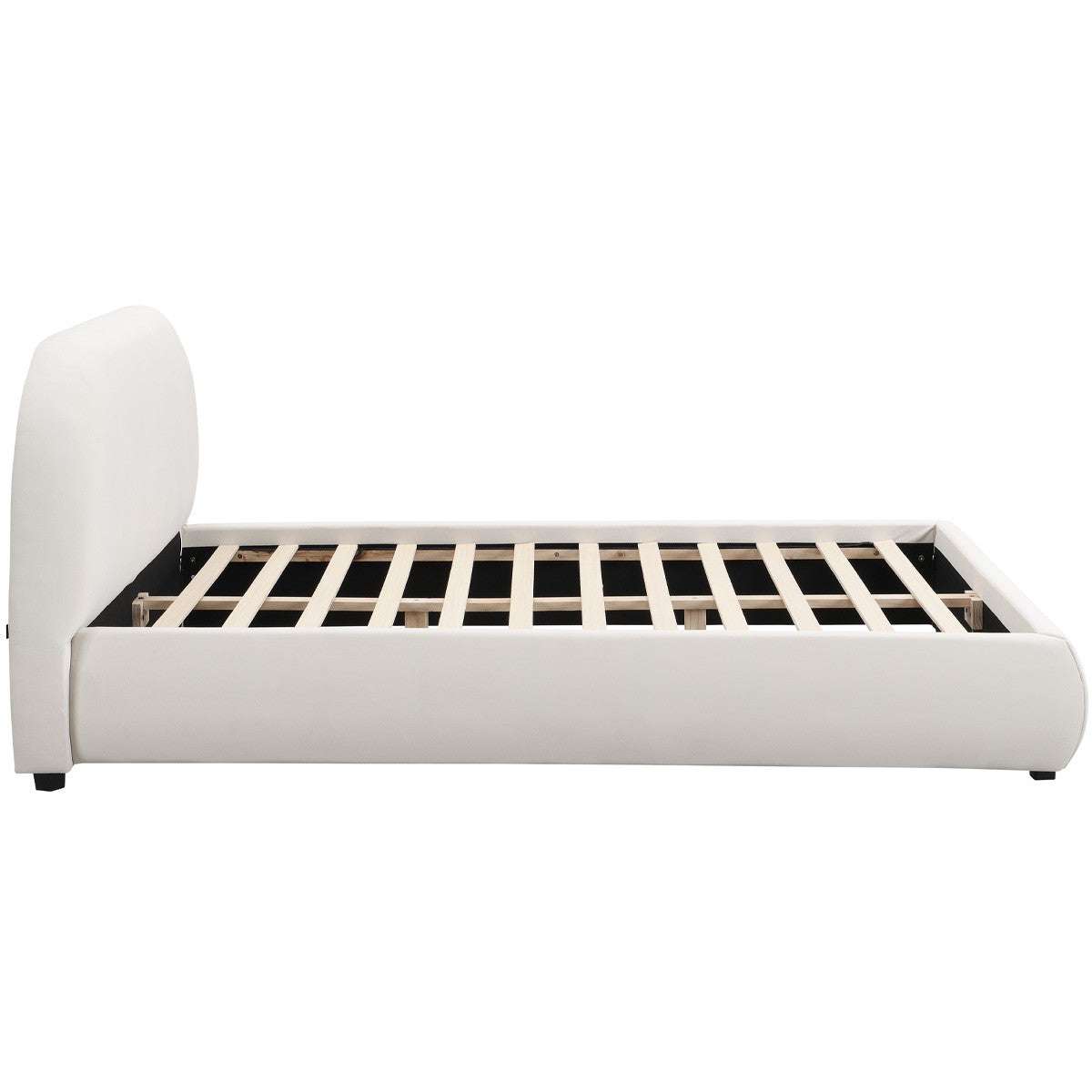 Maddie - Lit Adulte 160x200 cm avec Sommier et Tête de Lit Matelassée en Velours - Beige